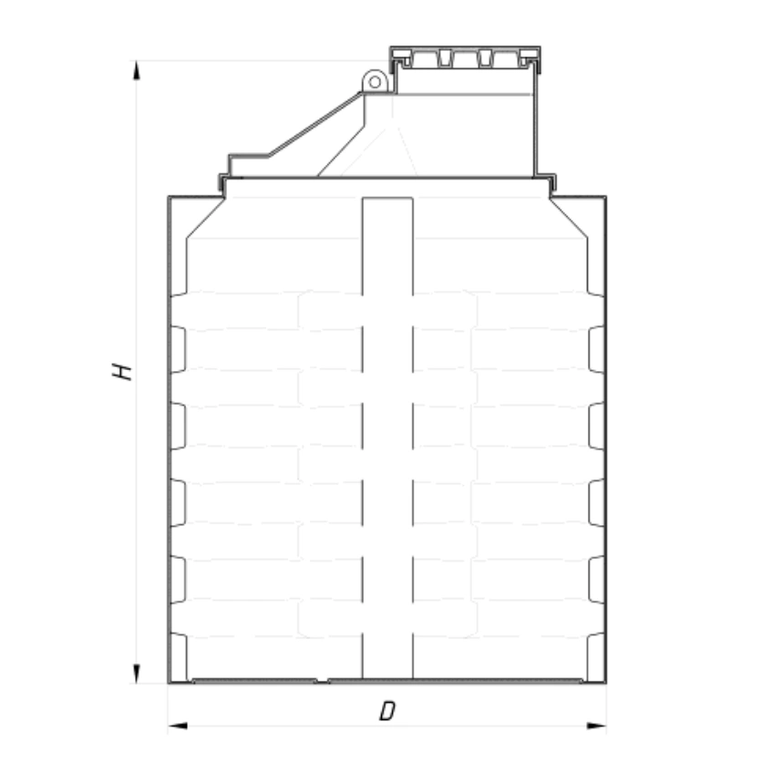 Ёмкость под септик Aкватек 3000 л без перегородок и патрубков, материал – полиэтилен, черный