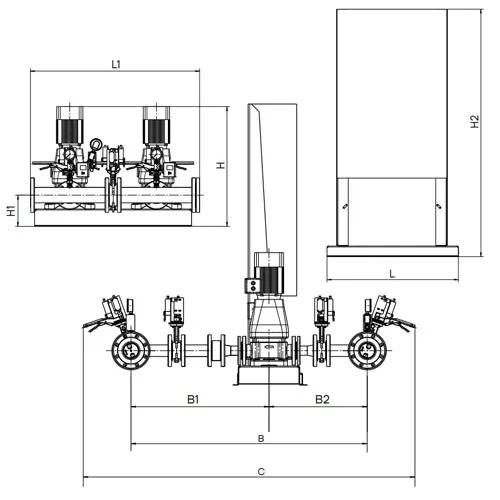 Насосная станция CNP PFFS2 CDM42-3-2S16S CDM3-10 поверхностная, корпус - чугун, мощность одного насоса - 11кВт, 380В Насосная станция CNP PFFS2 CDM42-3-2S16S CDM3-10 поверхностная, корпус - чугун, мощность одного насоса - 11кВт, 380В