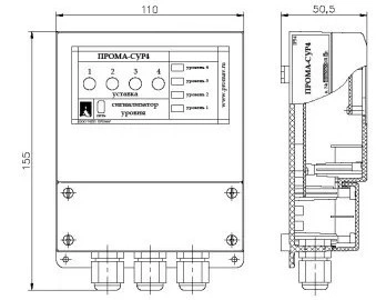 Регулятор уровня ПРОМА СУР4-Н настенный, 4 канала уровня, 220 В, IP54