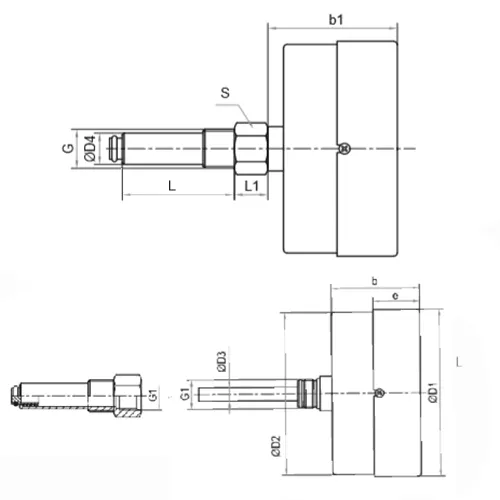 Термоманометр Росма ТМТБ-31Т.3 (0-120°C) (0-1MПa) G1/2 2,5, корпус 80мм, тип - ТМТБ-31T.3, длина клапана 100мм, до 120°С, осевое присоединение, 0-1MПa, резьба G1/2, класс точности 2.5