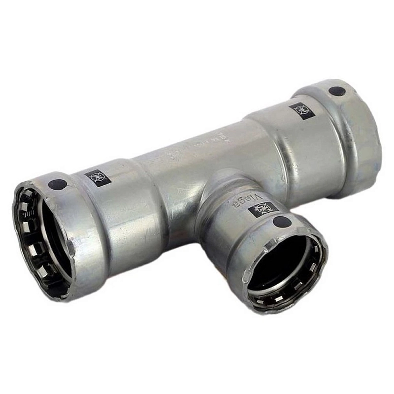 Тройник переходной Viega Megapress с SC-Contur Дн2″x1″x2″ Ру16 стальной оцинкованный, присоединение - пресс