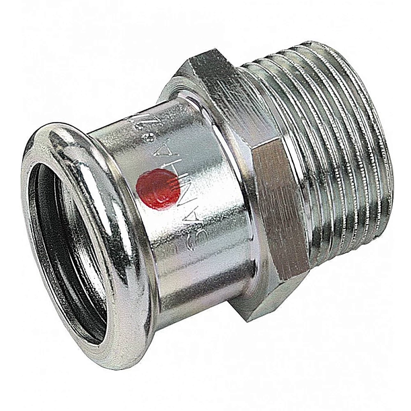 Муфта Sanha Therm 24243G Дн35x11/4″ Ру16 переходная, прессовые, ВПр-НР, корпус - нержавеющая сталь